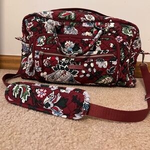 Vera Bradley Red Floral Quilted Travel Bag